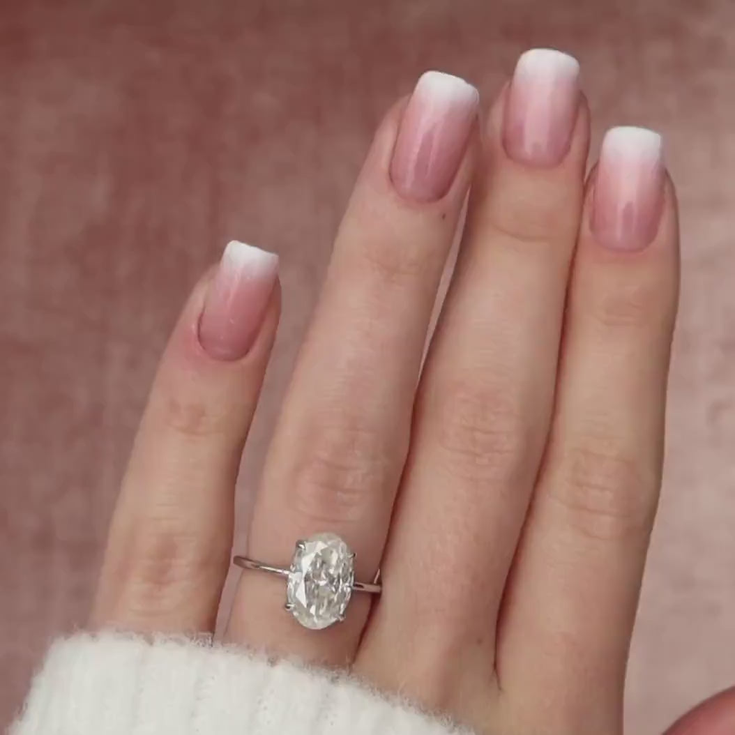 3.5 CT Oval Cut Solitaire Hidden Halo Moissanite Engagement Ring